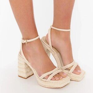 Dolce Vita Women's Agnes Pearl Beaded Platform Dress Sandals BONE LEATHER